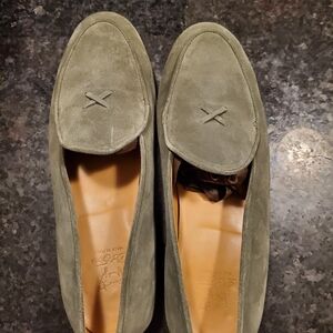 Del Toro Olive Green Suede Loafers